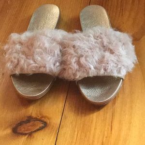 Loeffler Randall Domino Shearling Slide Sandals.